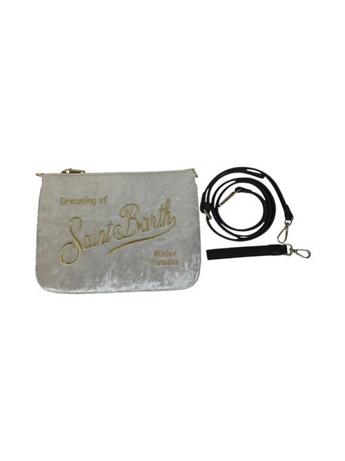 trousse donna in velluto con scritta avorio MC2 Saint Barth | PARISIENNE W CHENILLE10OR EMB